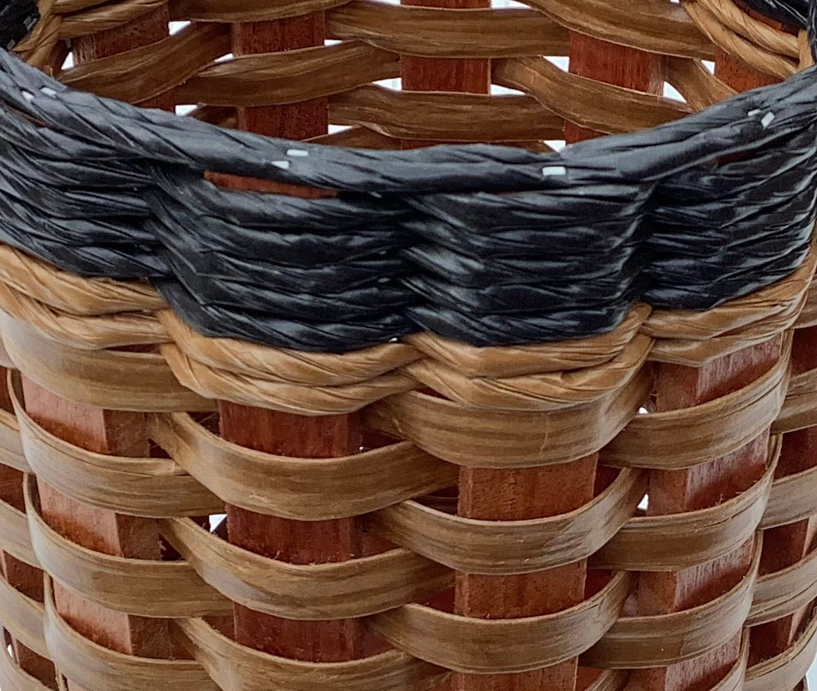 Newspaper basket w/leather handles