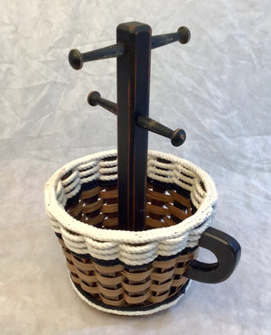 Coffee Mug Lazy Susan Basket- Cottage Black