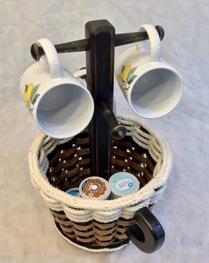 Coffee Mug Lazy Susan Basket- Cottage Black