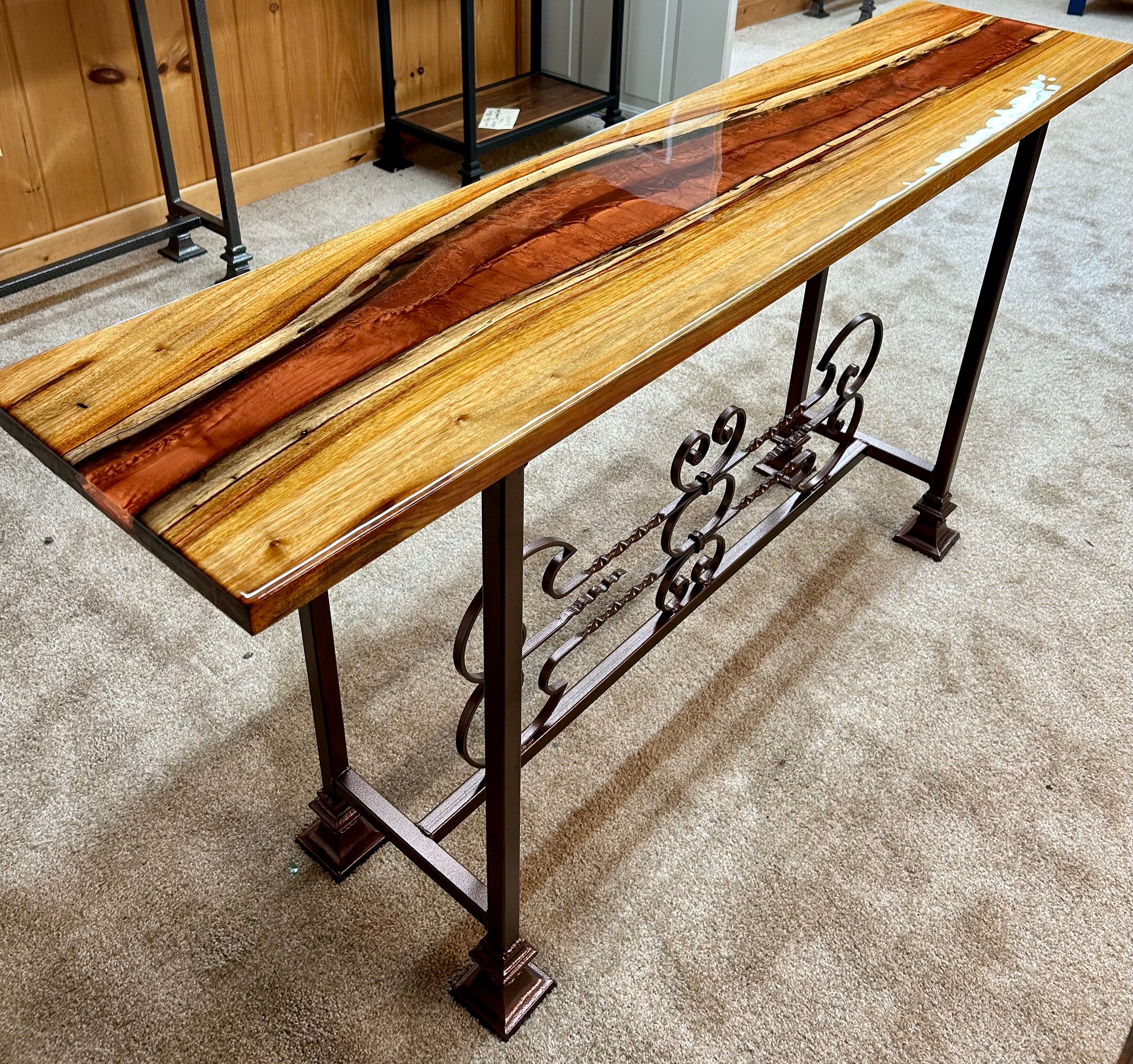 Live Edge River Entryway Table w/Canary Wood