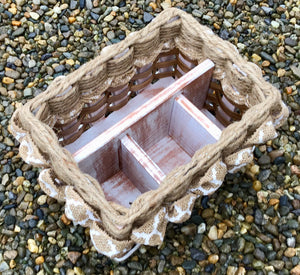 Silverware Basket-Shabby Chic Collection w/Black & White distress