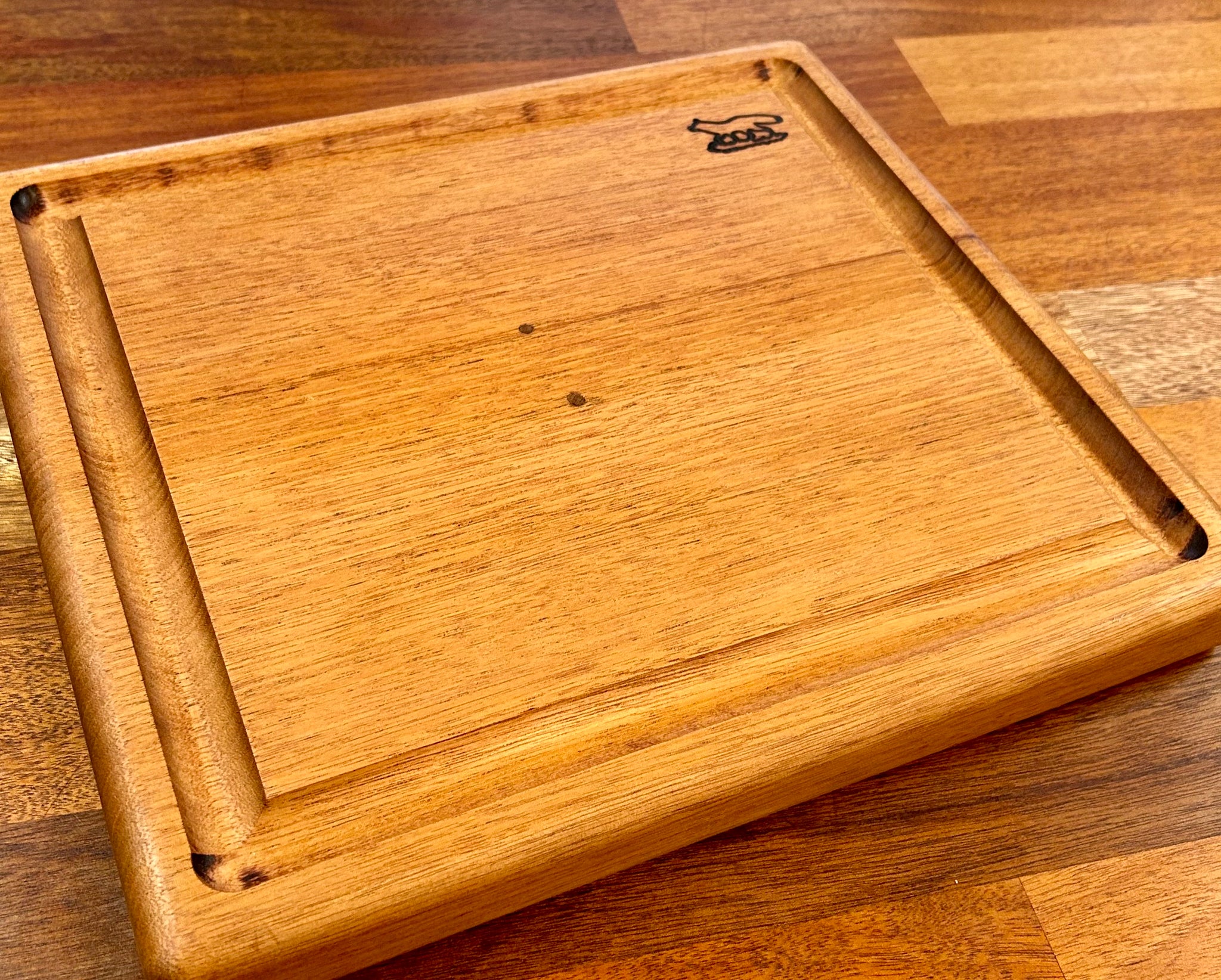 Wide Handle Teak Cutting Board with Fractal Design – Nirvana
