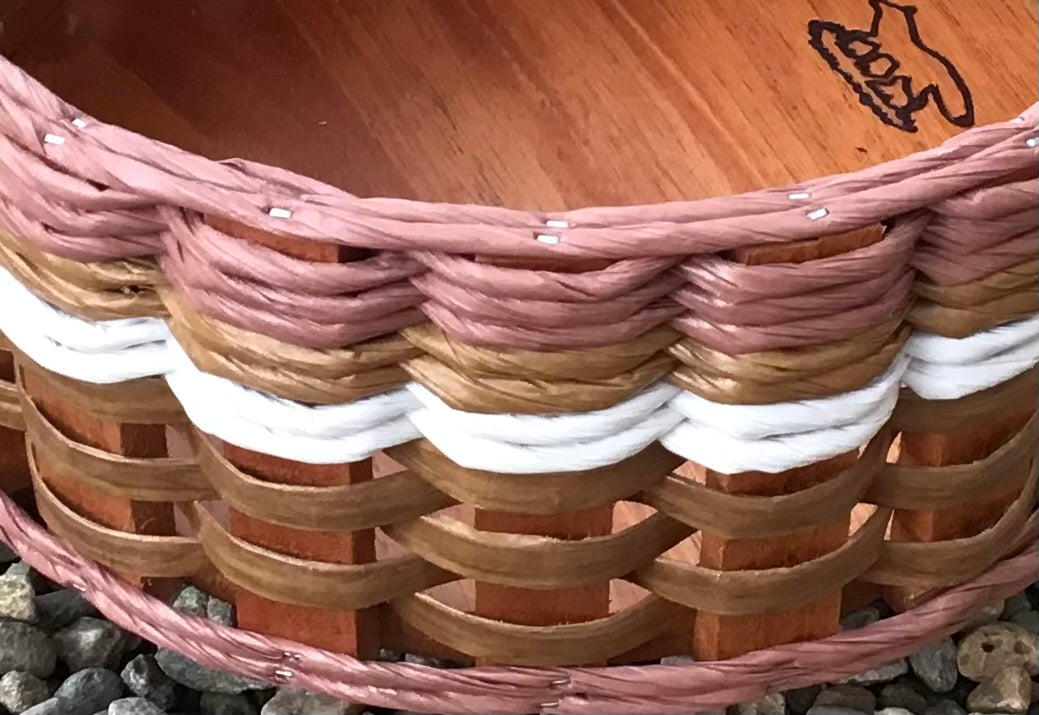 Newspaper basket w/leather handles