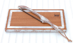 Cutting Board-- Farmhouse Mahogany Board with drip trail and Bow Knife