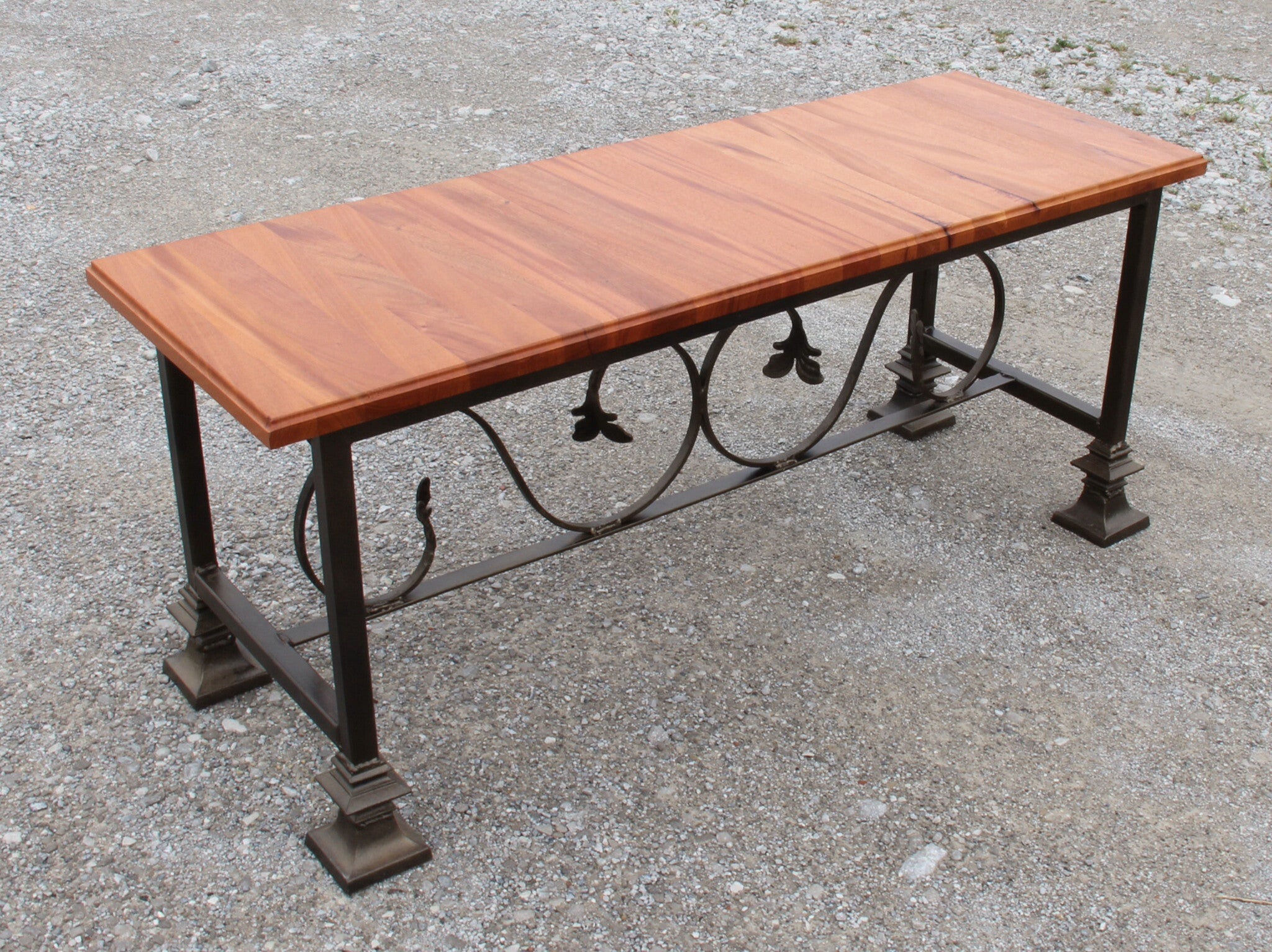 Bench-mahogany and wrought iron