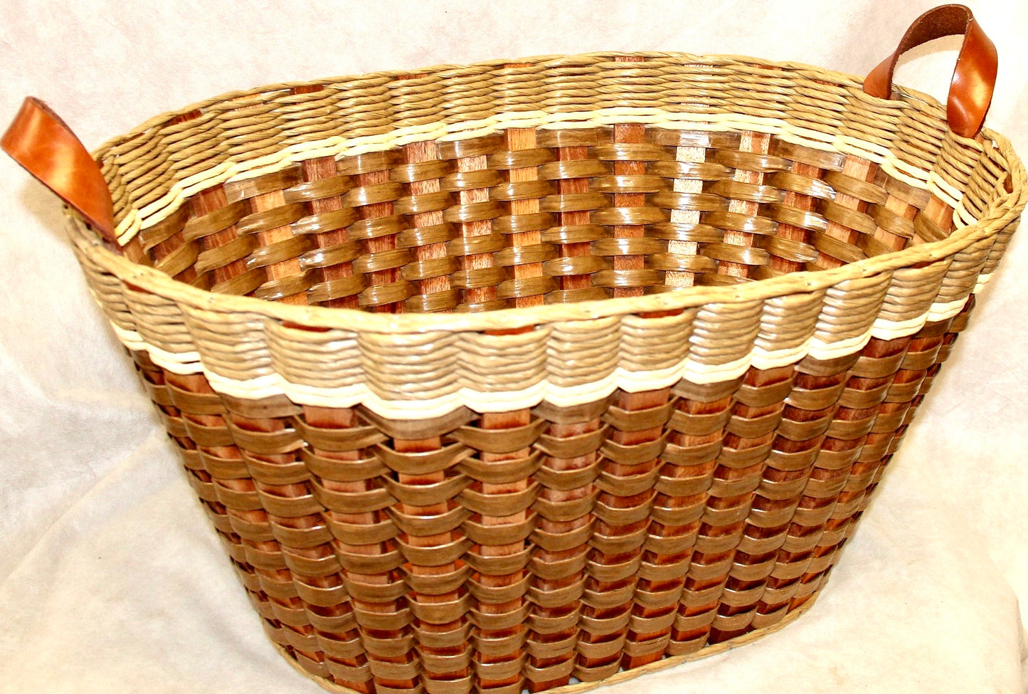 Laundry Basket w/Leather Handles