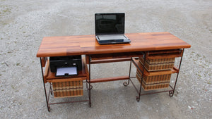 Table-Mahogany Desk with wrought iron