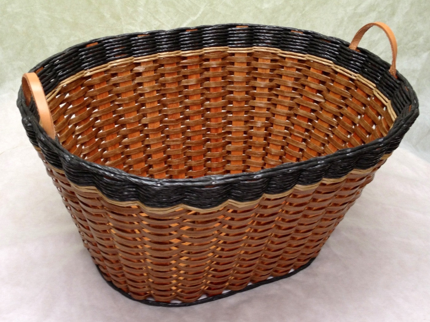 Laundry Basket w/Leather Handles