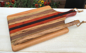 Cutting board--Exotic Wood Stripes Board and Bow Knife