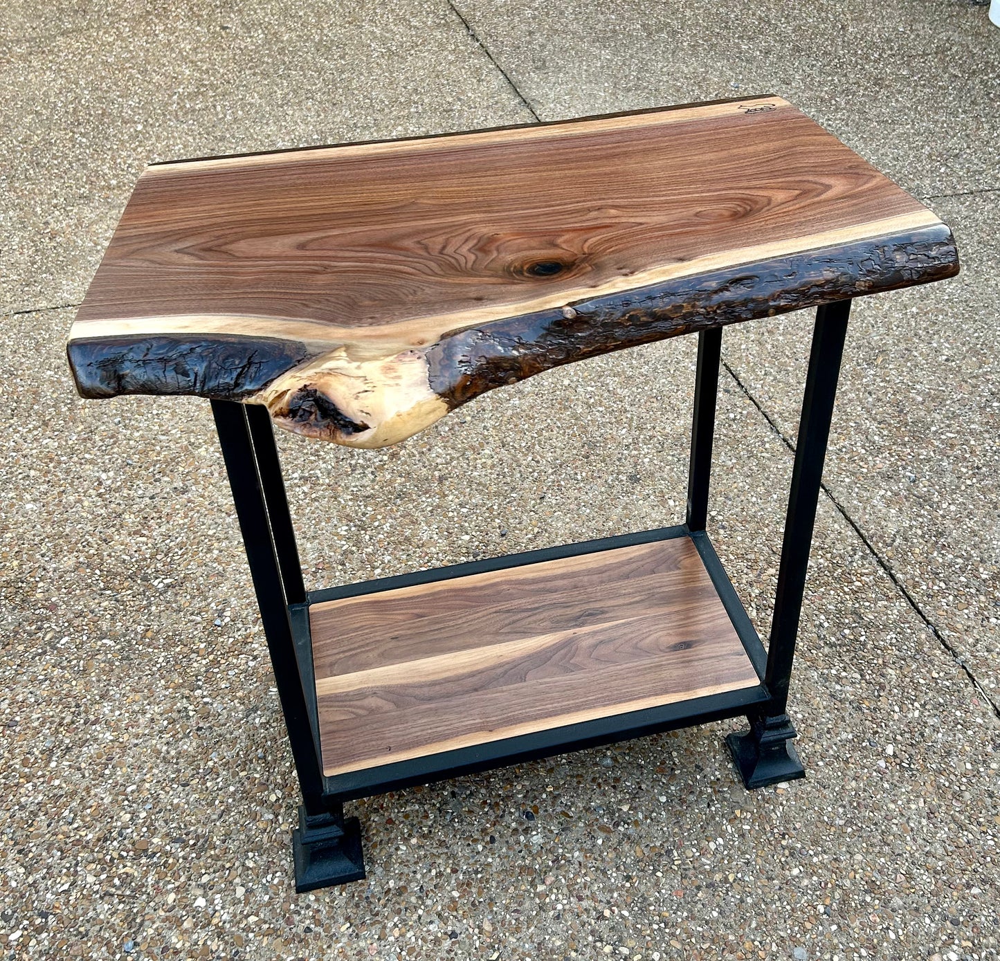 Live Edge Black Walnut Console Table w/bottom shelf