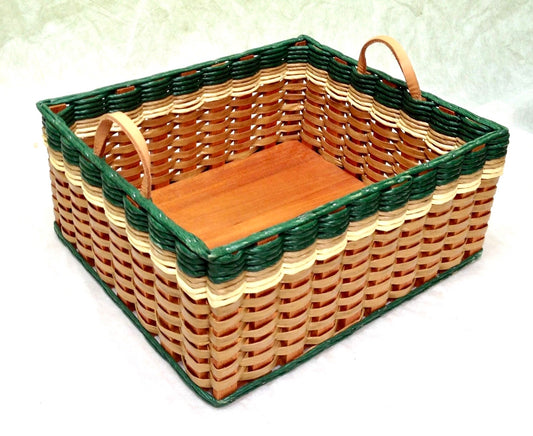 Newspaper basket w/leather handles