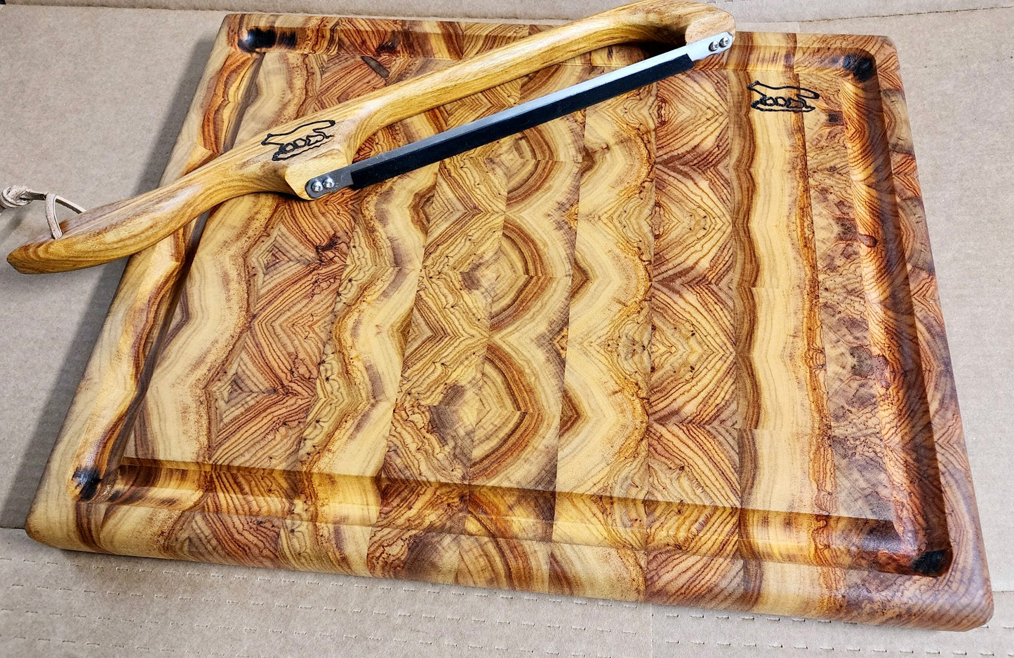 Cutting board-End Grain Canary Wood w/blood trail