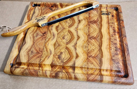 Cutting board-End Grain Canary Wood w/blood trail