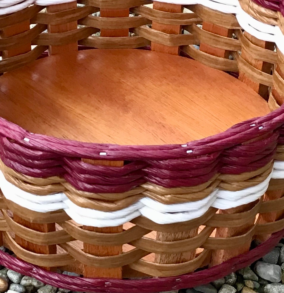 Newspaper basket w/leather handles