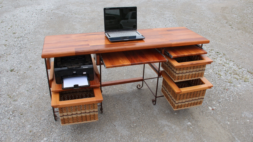 Table-Mahogany Desk with wrought iron