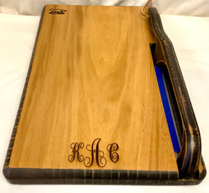 Cutting Board-- Farmhouse Mahogany Board with drip trail and Bow Knife