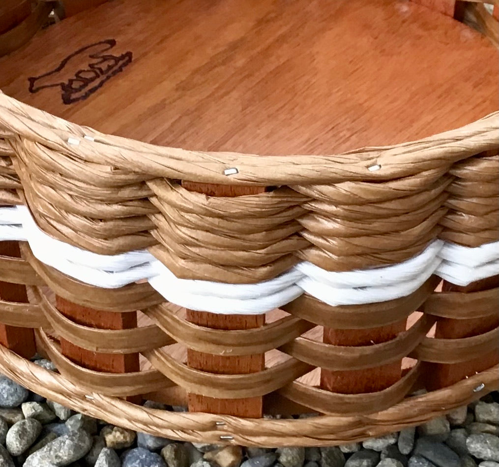 Newspaper basket w/leather handles