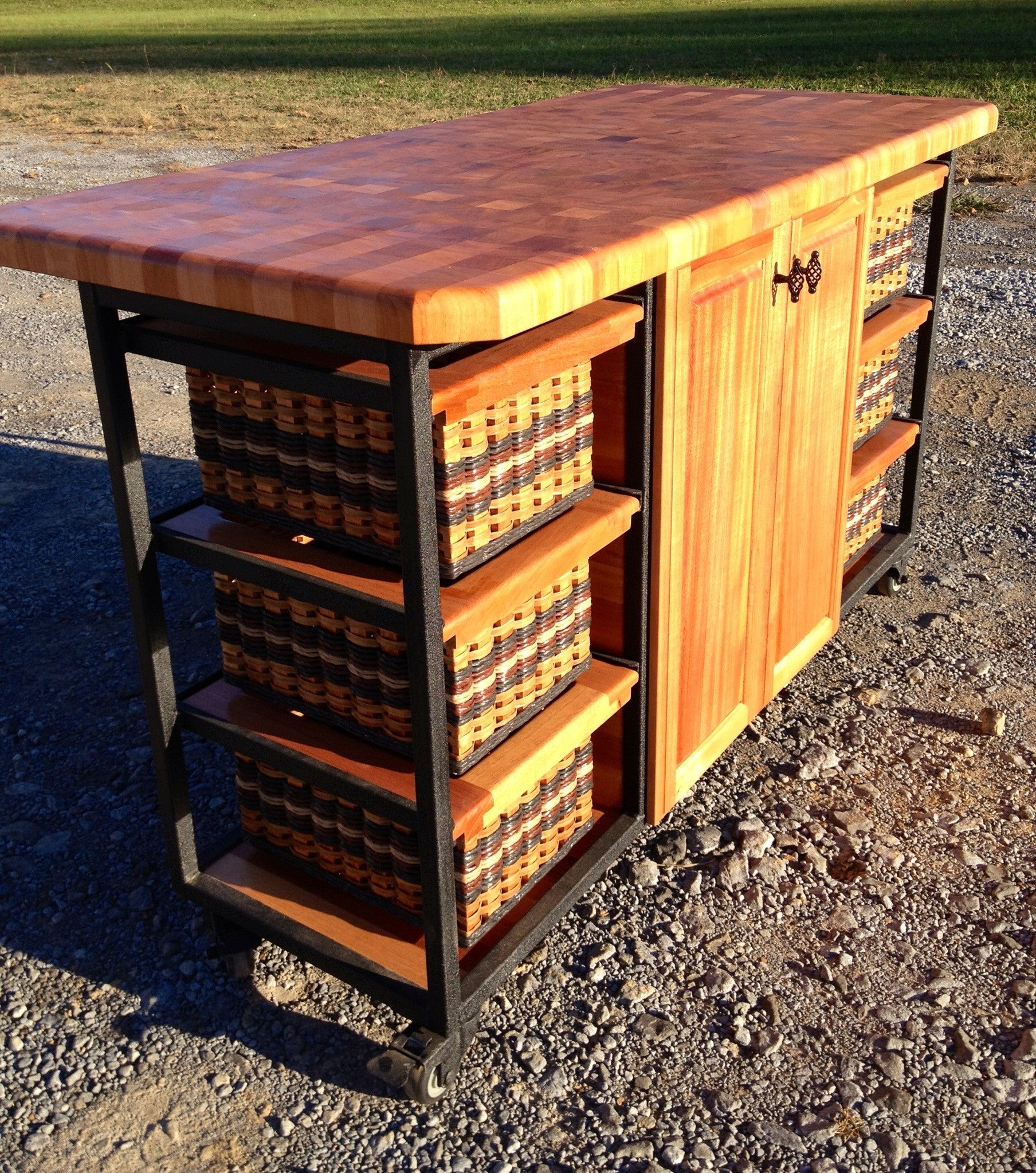 Island-30x56 end grain butcher block with casters