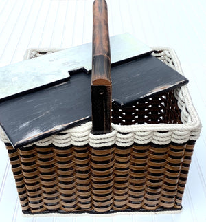 Lidded Picnic Basket Large-Cottage Black