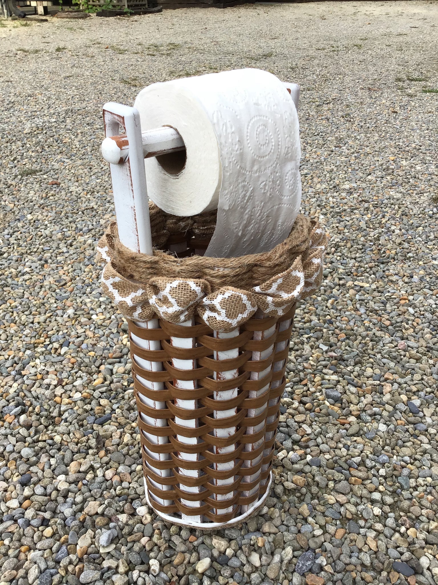 Toilet Paper Basket w/Dowel-Shabby Chic Collection