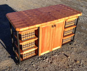Island-30x56 end grain butcher block with casters