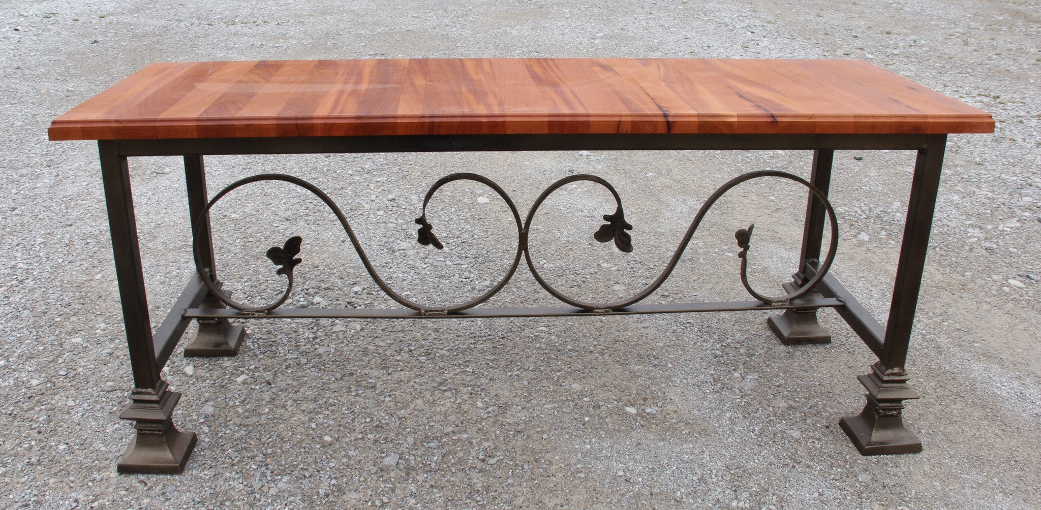Bench-mahogany and wrought iron