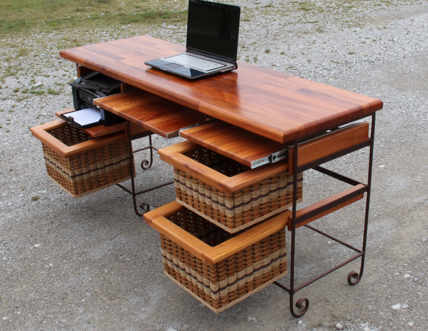 Table-Mahogany Desk with wrought iron