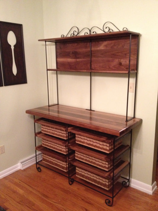 Table/hutch--22x56x72 black walnut hutch