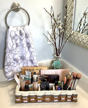 Makeup Basket Large-Cottage Grey